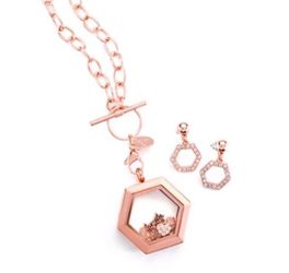 ORIGAMI OWL ROSE GOLD LOCKET AND EARRINGS SET!! BEAUTIFUL!