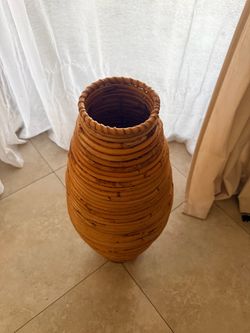 Large Rattan Woven Floor Vase
