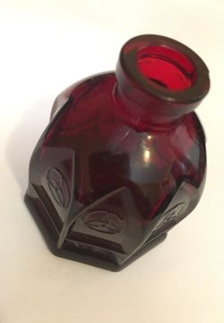 Antique Ruby Glass Ink Well