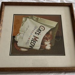 Charles Wysocki " Dudley Wadsworth Cats in A Bag" CUSTOM FRAMED Art
