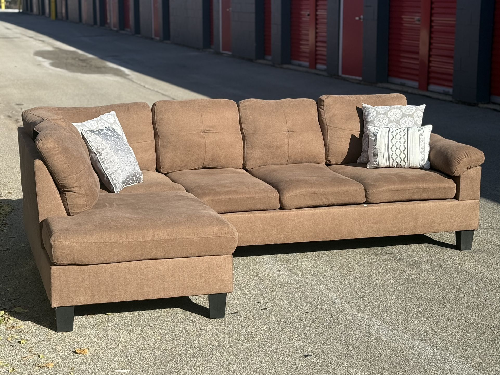 Brown Fabric L Shaped Sectional