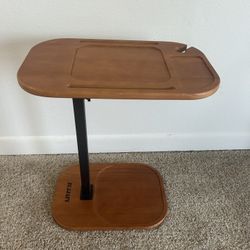ZUJJAFY Wood C Shaped End Table for Couch Arm