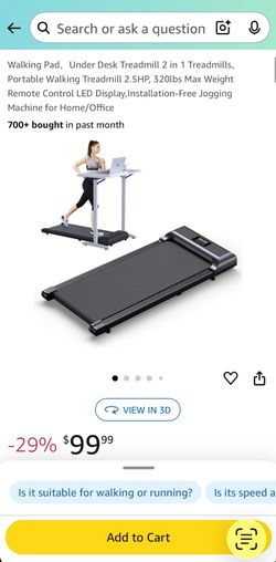 Walking pad capacity of 320 lbs