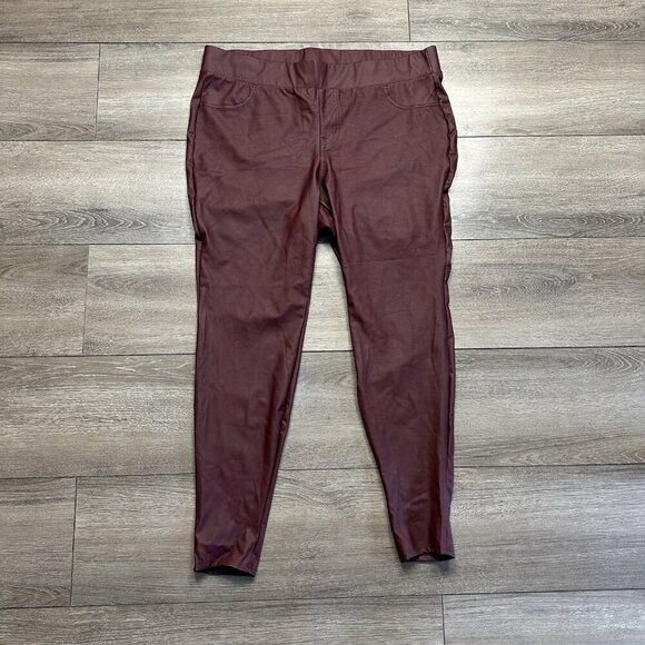 Torrid Faux Leather Pants Womens Size 2 Root Beer Stretch Shapewear