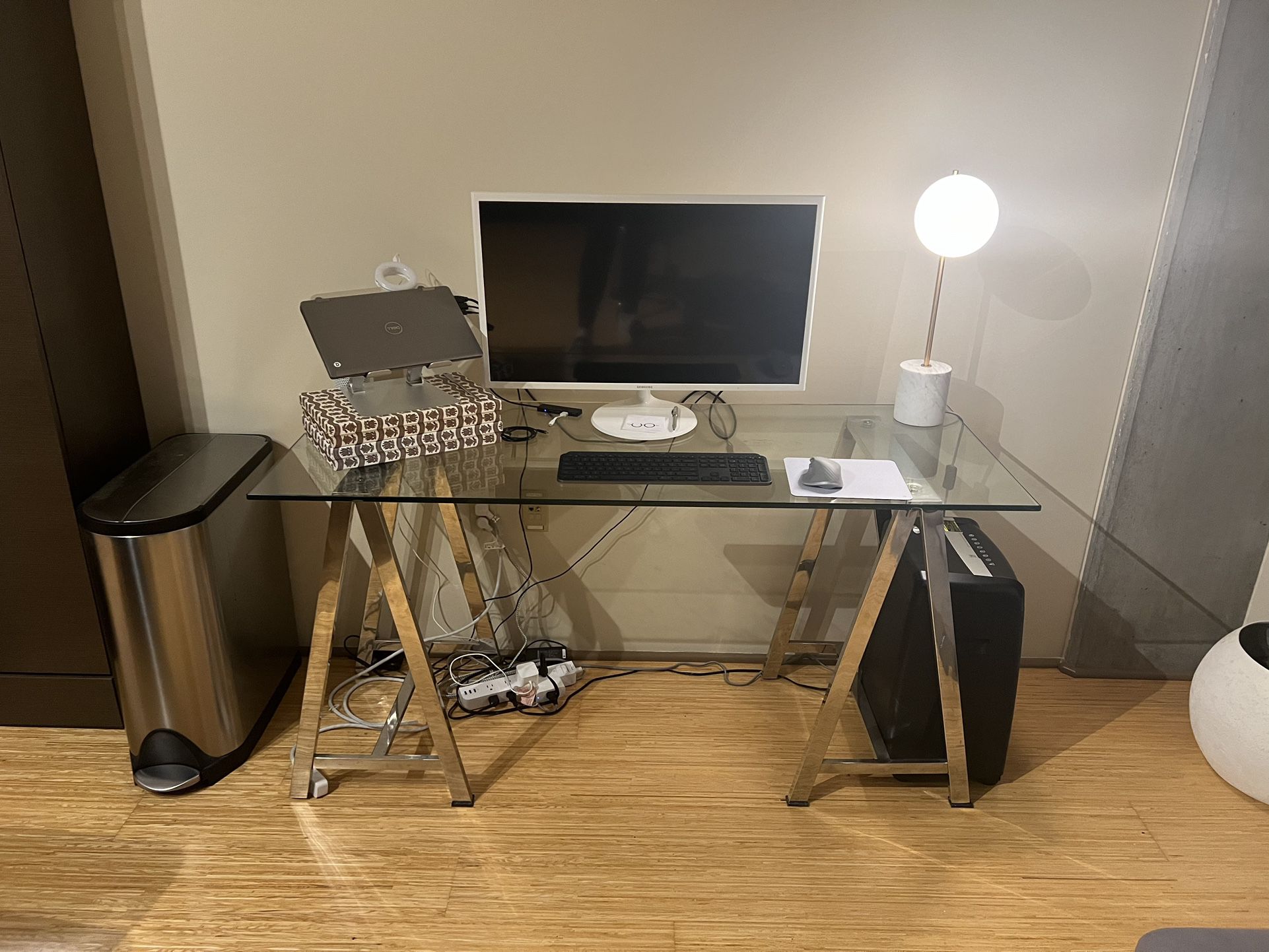 Glass Desk With chrome Legs 