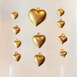 Vintage metal heart charm pendants
