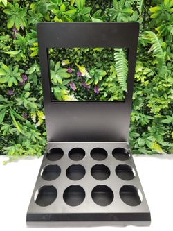 Black Metal Retail Display Stand w/ 12-Slot Holder – Countertop Vendor Display Rack