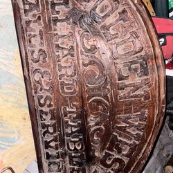 Antique wooden billiards sign