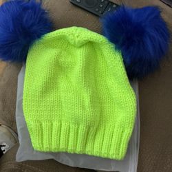 Girl's  Hat Pompom Knitting Hat Keep Warm Winter for Girls Cap Yellow