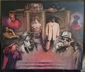 2Pac Tupac & Biggie Smalls 24x20 Stretched Canvas Hip Hop Wall Art
