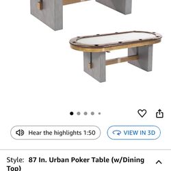 Barrington Urban 87” 2 In 1 10 Player Poker Table with Dining Top