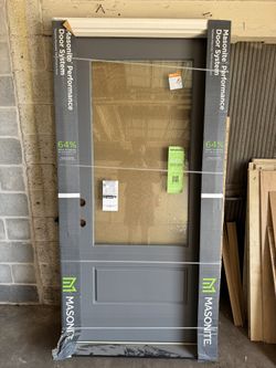 Masonite 36 x 80 Fiberglass Front Door – Peppercorn - Right Hand Inswing