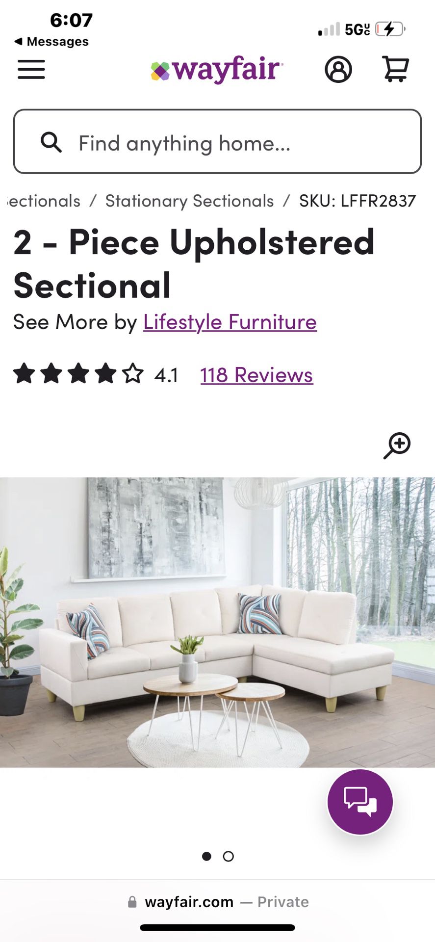 Brand New White Sectional 