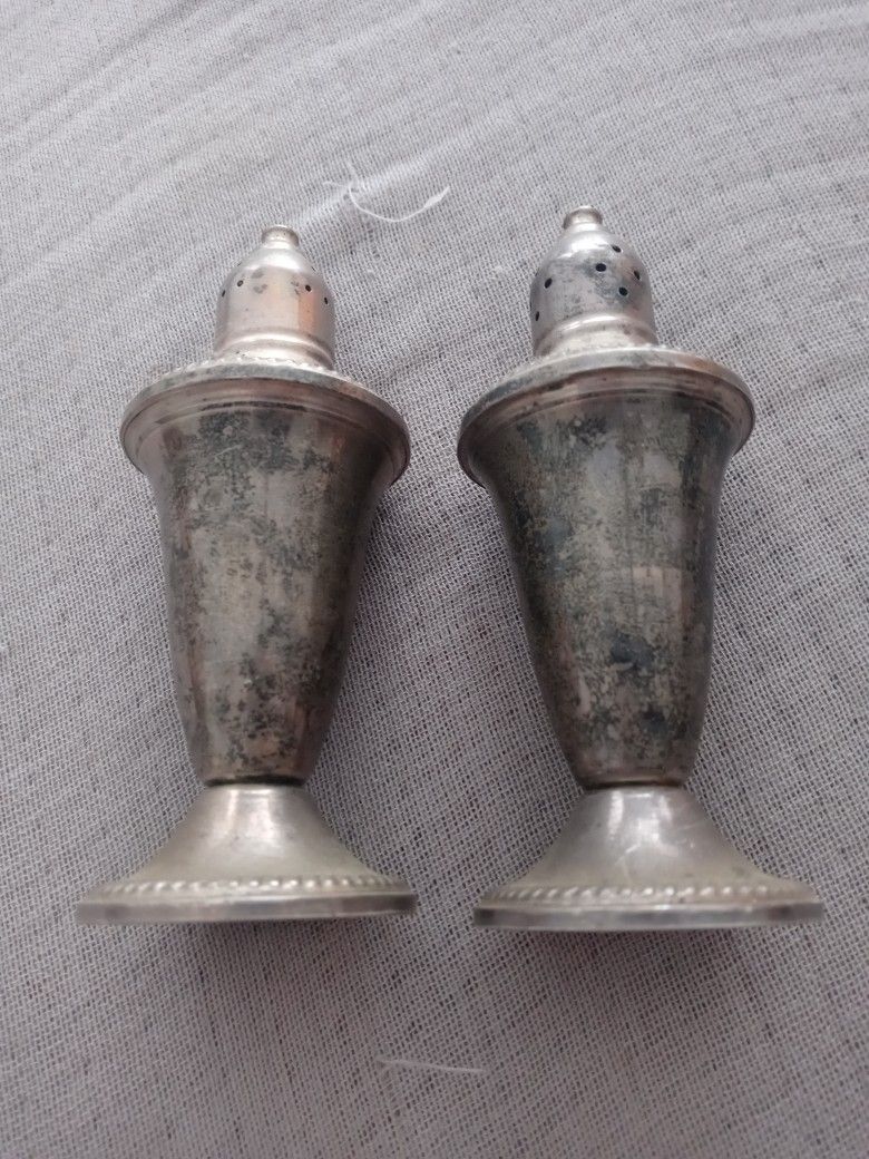 Sterling Silver Old Salt And Pepper Shakers