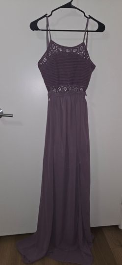 Mauve Maxi Dress with Lace Bodice