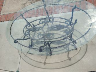 Glass and Wrought Iron Coffee table