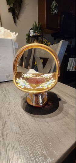 Vintage Bohemian Cranberry Basket
