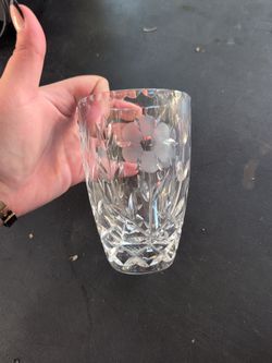 Clear Glass Tumbler Drinking Glass Etched Floral Design Modern 10-18 oz