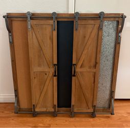 Gorgeous Functioning Barn Door Chalkboard/Magnetic/Corkboard Wall Display