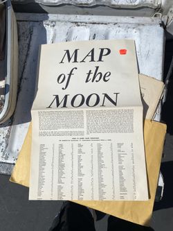 Stratford Industries 1959 Moon Map 44 Inches x 36 Inches