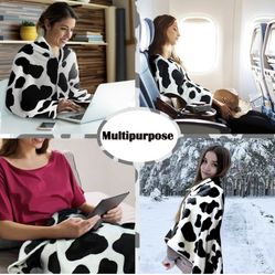 Cow Print Dalmatian Cruella Devil Costume Blanket Shawl 