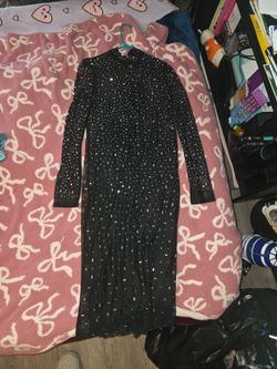 Women's Long Sleeve Floor Length Black Sparkle Dress Size 1XL