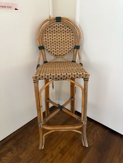 Rattan Wicker Bar Stool with Round Back