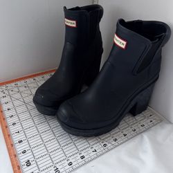 Hunter Original Chunky Platform Heeled Boots Color BLUE Size US 6