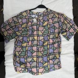 geometric pattern short sleeve shirt(medium) 