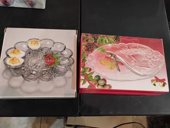  4 Vintage Crystal Orderves Platters