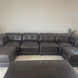 Leather Couch Plus Ottoman 