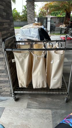 3-Bag Laundry Sorter Cart on Wheels