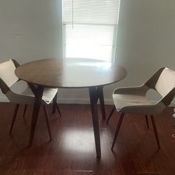 Wood Two Seater table With chairs 