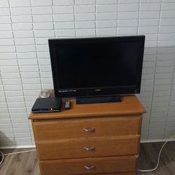 TV With DVD Player And Remote Control 