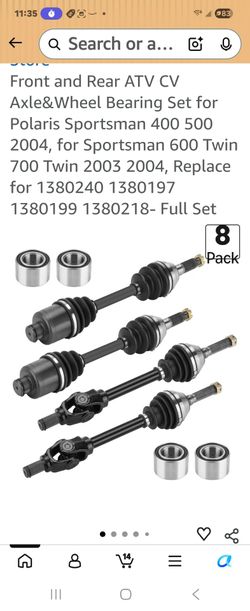 Front Rear Male CV Axle with Wheel Bearing for Polaris Sportsman , Sportsman  2004, Magnum 330/ATP , Diver Half Sh