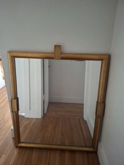 Large gold-painted wood mirror – 37” x 42”.