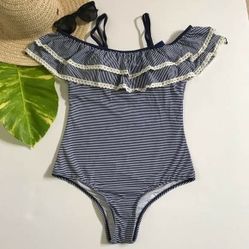 Blue strip swimsuit one piece Bathingsuit Size L