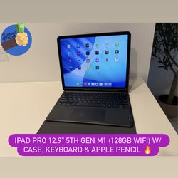iPad Pro 12.9” 5th Gen M1 (128GB WiFi) w/ Case, Keyboard & Pencil 🔥
