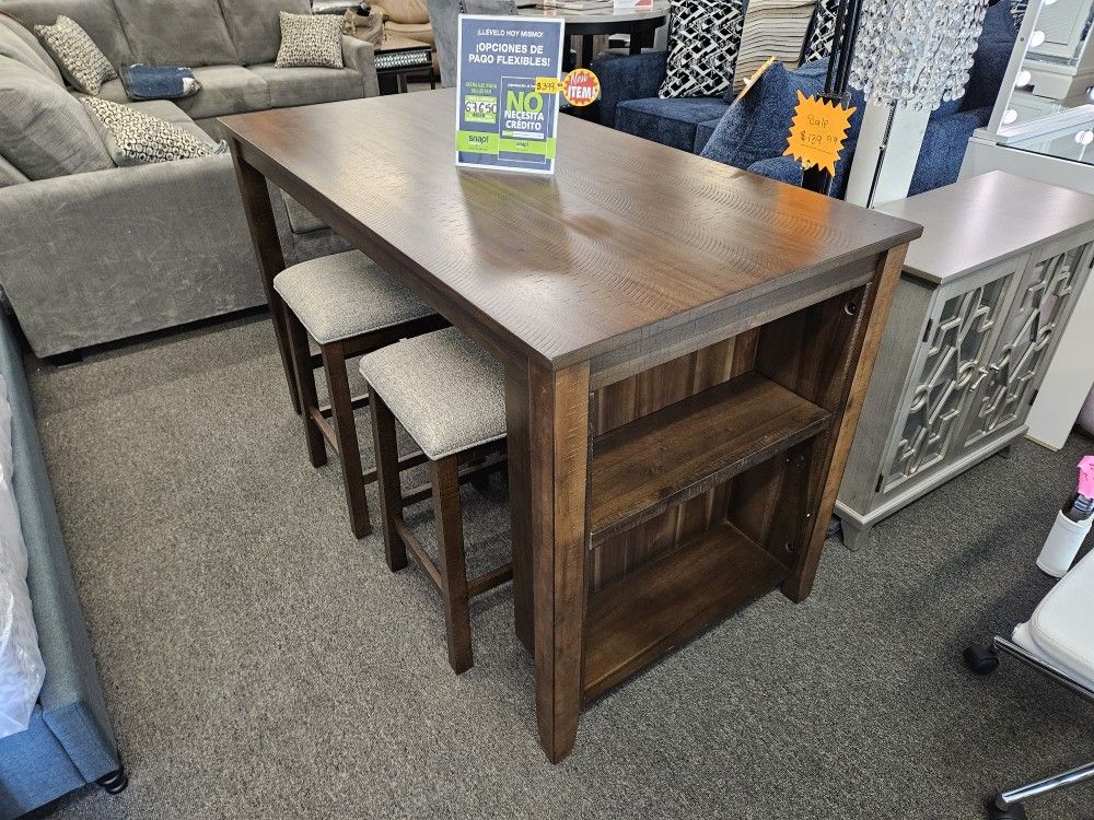 Super Deal Solid Wood Counter Height Table Set 5 Pcs $399 FREE LOCAL DELIVERY