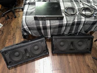PA System Speaker Monitors 2 Kustom 2x10s With Amplifier And Cables