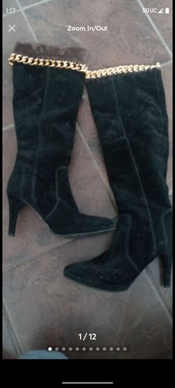 Gorgeous Designer black brown boots suede above knee below knee made in Italy 8