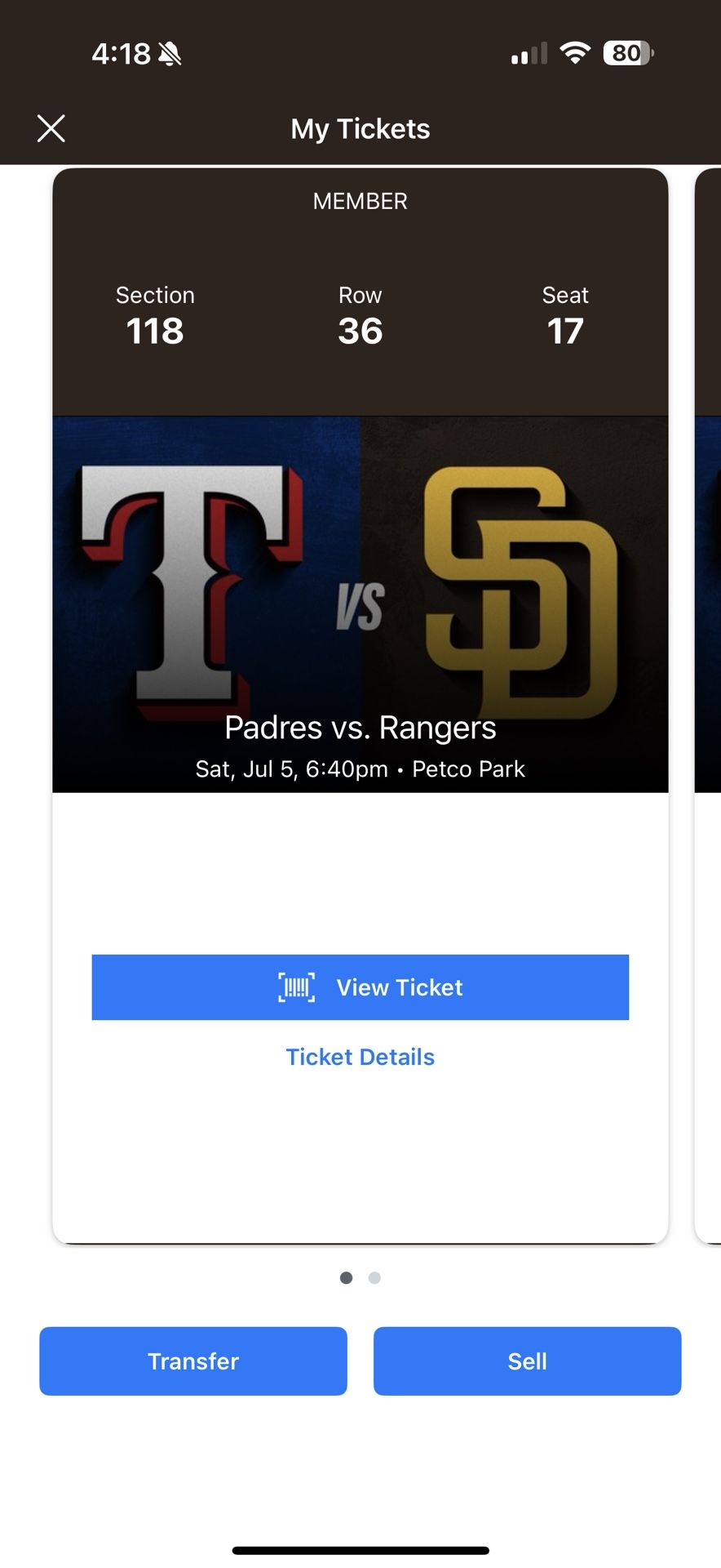 Saturday Game. 7/5 Padres. Game