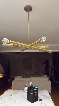 Gold Sputnik Chandelier with Edison Bulbs