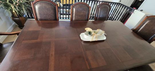 Dark Wood Dining Table with Chairs Set