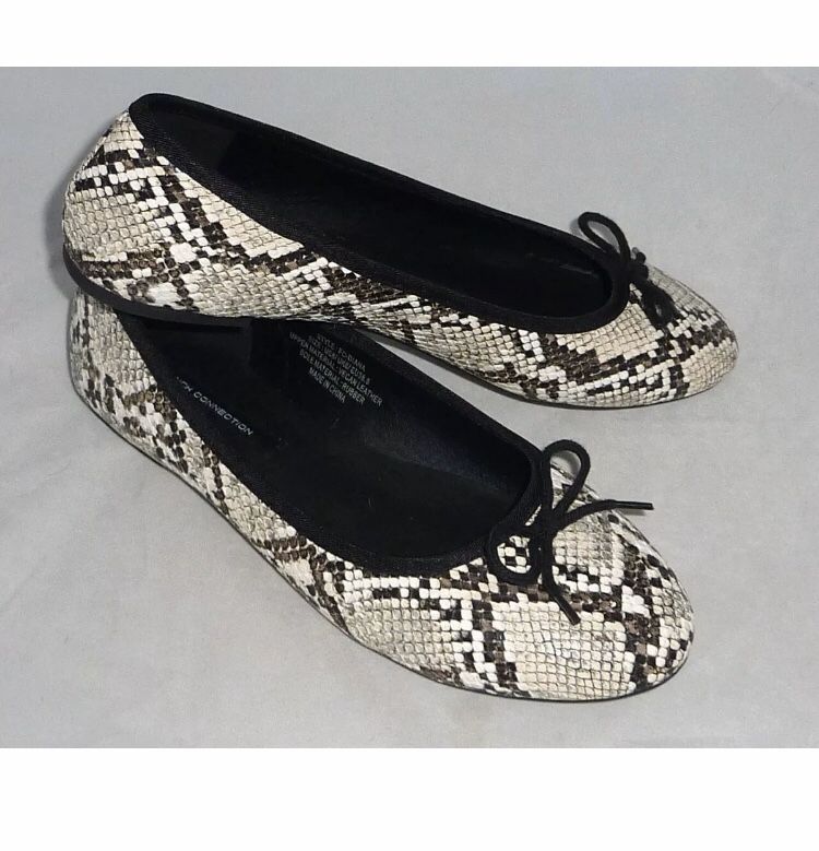NEW French Connection snake print Ballerina Flat Animal Print Diana shoes Size 8