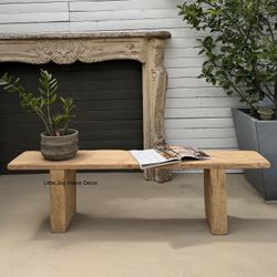 Wabi Sabi Home Style Solid Wood Chunky Leg Bench 