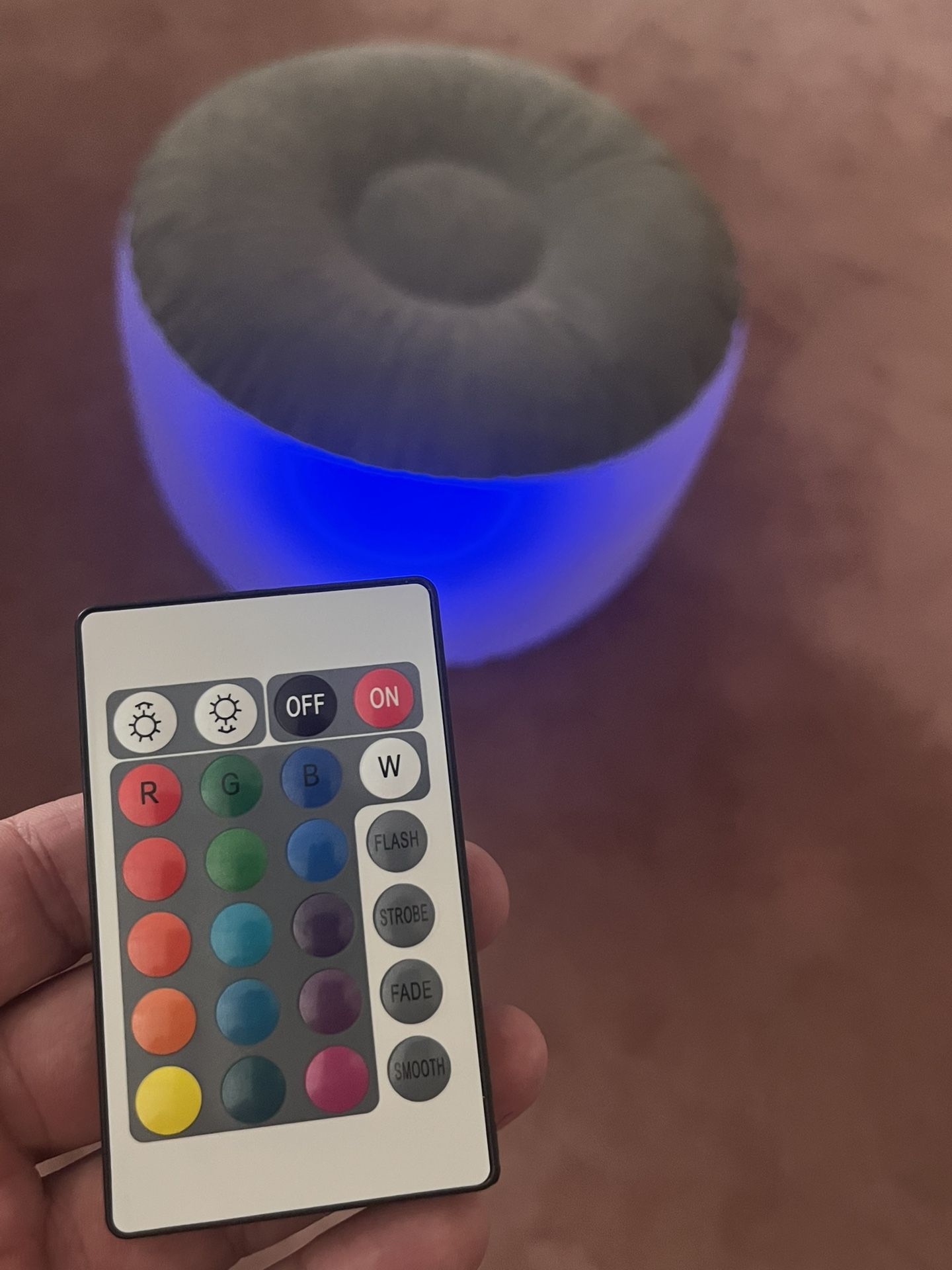 Ottoman - Inflatable & Illuminates , Comes with remote so you can choose multiple colors 