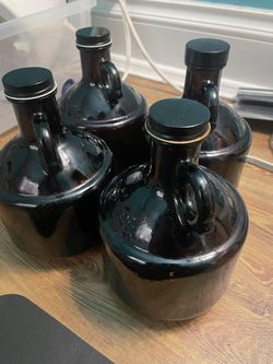 Amber Glass Growlers Jugs with Lids Set of 4