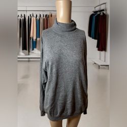 Bloomingdale's Mens Sz L Cashmere V-Neck Pullover Sweater Solid Blue MSRP  $228