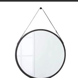 26" Wood Mirror with Pleather Strap Hanger - Threshold™ designed with Studio McGee